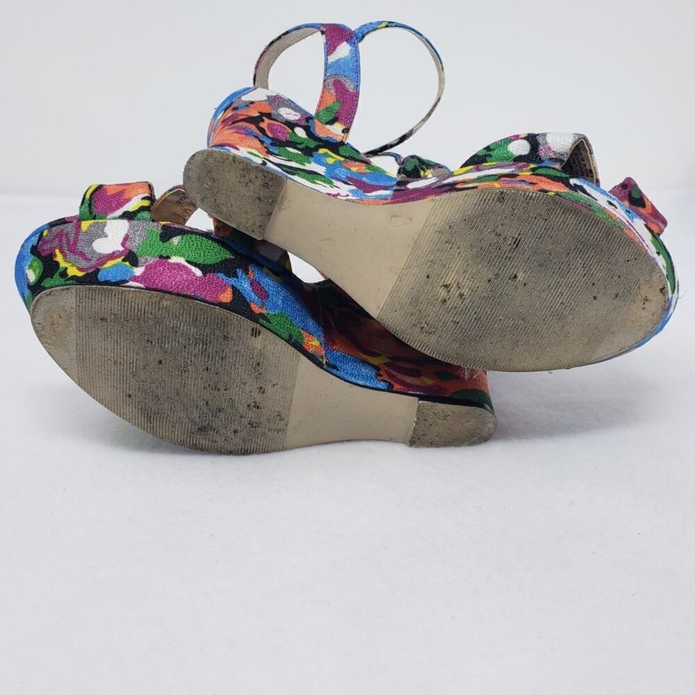 Madden Girl Evonne Mary Jane Watercolor Floral Sandal Wedge Heels 8.5 - Picture 6 of 8